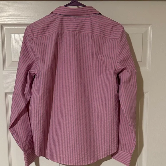 Lauren Ralph Lauren Striped Button Down Shirt in Pink and White - Picture 5 of 6